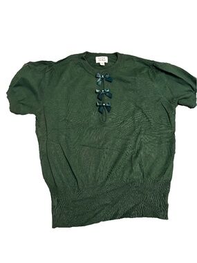 Unique Vintage - Emerald Satin Bow Cutout Sweater - EUC, Size XL/1X
